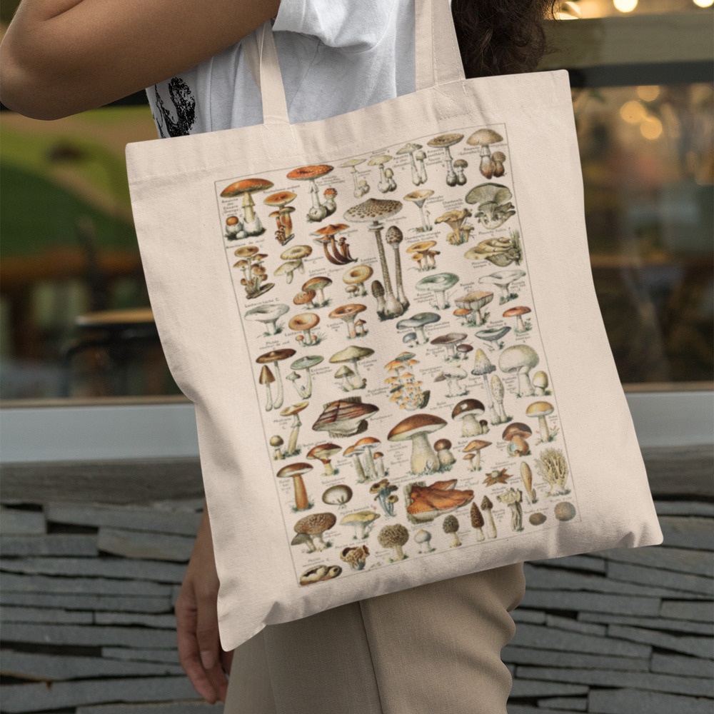 Assorted Mushrooms Vintage Canvas Tote